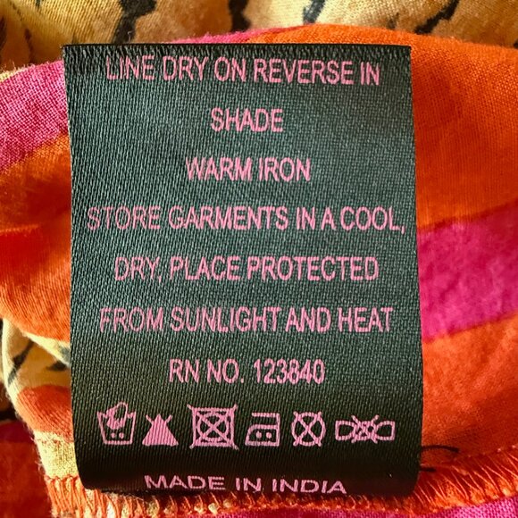 Liza Byrd Bessie Ruffle Blouse in Tangerine and Pink StripTiger Print Size S - Picture 11 of 12